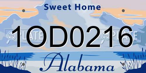 1OD0216 Alabama License Plate