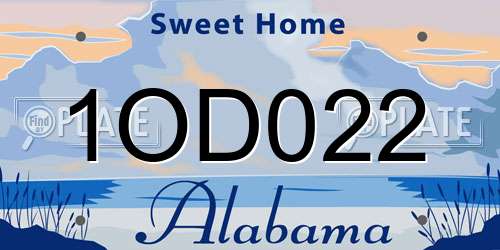 1OD022 Alabama License Plate