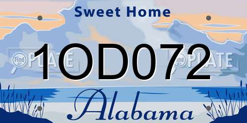 1OD072 Alabama License Plate