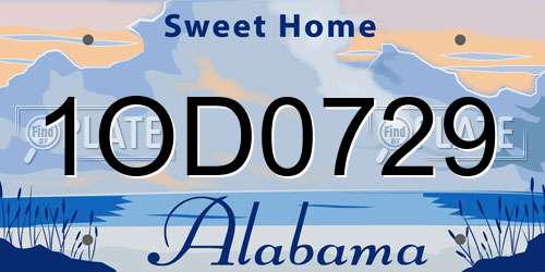 1OD0729 Alabama License Plate