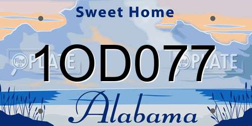 1OD077 Alabama License Plate