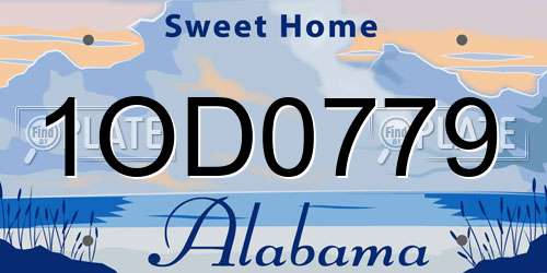 1OD0779 Alabama License Plate