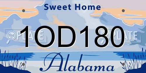1OD180 Alabama License Plate