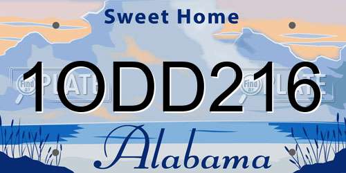 1ODD216 Alabama License Plate