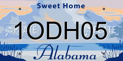 1ODH05 Alabama License Plate