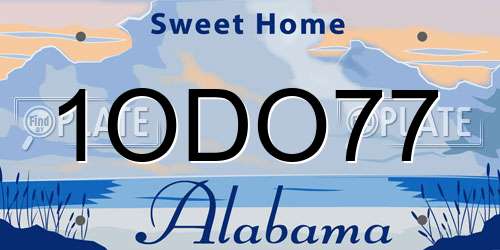 1ODO77 Alabama License Plate