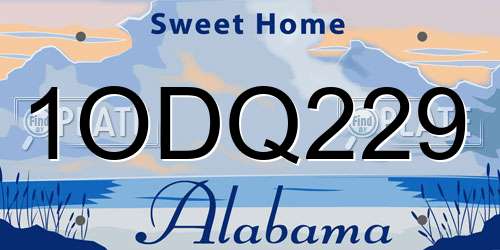 1ODQ229 Alabama License Plate