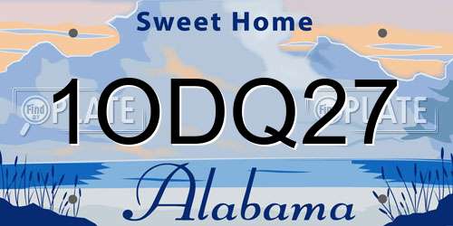 1ODQ27 Alabama License Plate