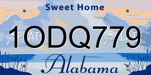 1ODQ779 Alabama License Plate
