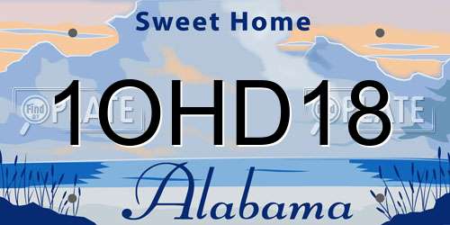 1OHD18 Alabama License Plate