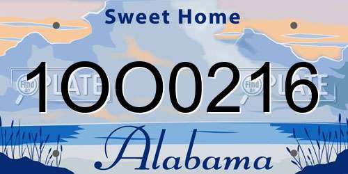 1OO0216 Alabama License Plate