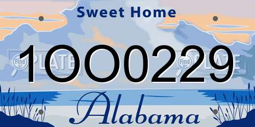 1OO0229 Alabama License Plate