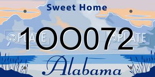 1OO072 Alabama License Plate