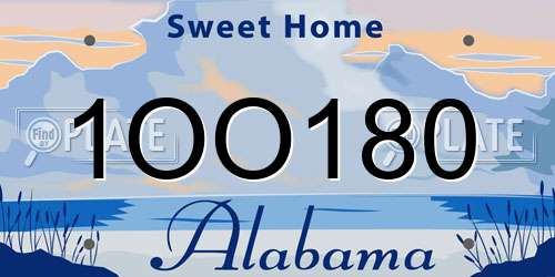 1OO180 Alabama License Plate