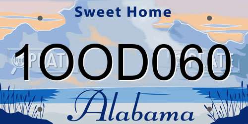 1OOD060 Alabama License Plate