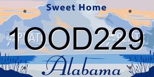 1OOD229 Alabama License Plate