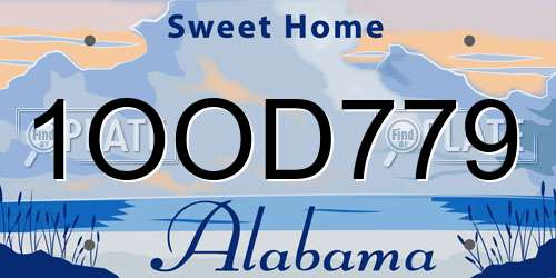 1OOD779 Alabama License Plate