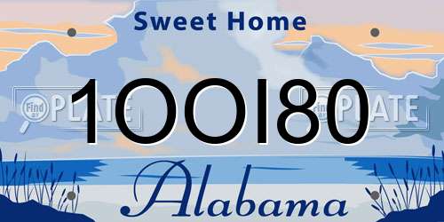 1OOI80 Alabama License Plate