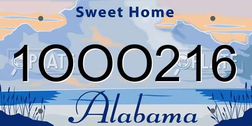 1OOO216 Alabama License Plate