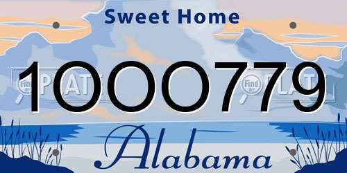 1OOO779 Alabama License Plate