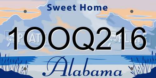 1OOQ216 Alabama License Plate