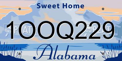 1OOQ229 Alabama License Plate