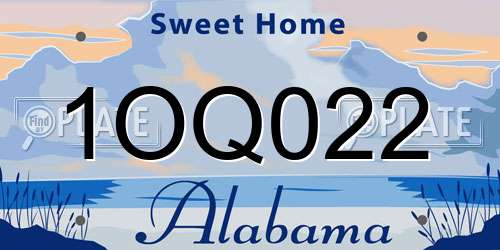 1OQ022 Alabama License Plate