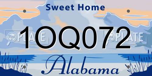 1OQ072 Alabama License Plate