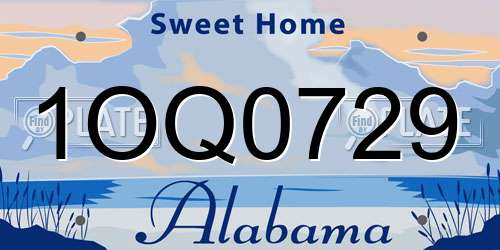1OQ0729 Alabama License Plate