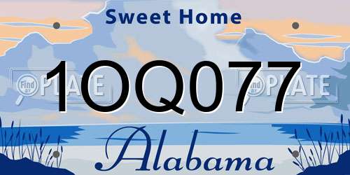 1OQ077 Alabama License Plate