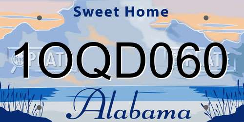 1OQD060 Alabama License Plate