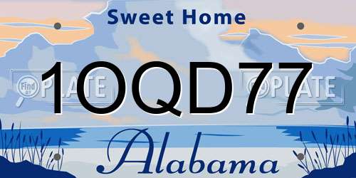 1OQD77 Alabama License Plate