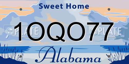 1OQO77 Alabama License Plate