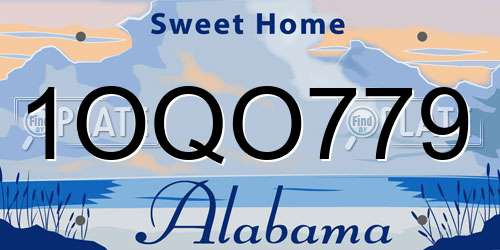 1OQO779 Alabama License Plate