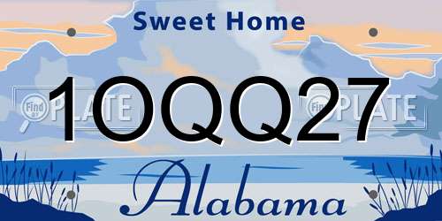 1OQQ27 Alabama License Plate