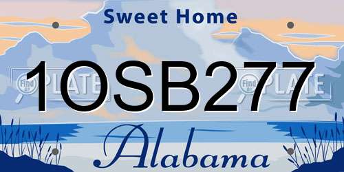 1OSB277 Alabama License Plate