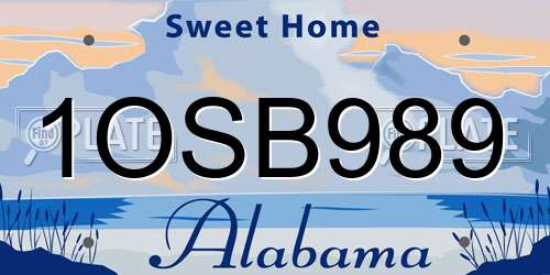 1OSB989 Alabama License Plate