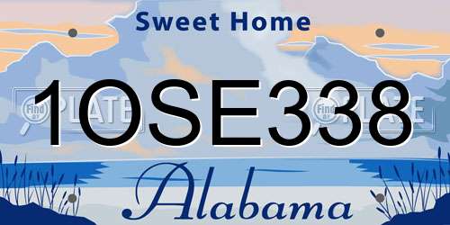 1OSE338 Alabama License Plate