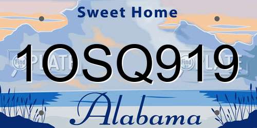 1OSQ919 Alabama License Plate