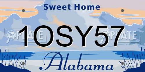 1OSY57 Alabama License Plate