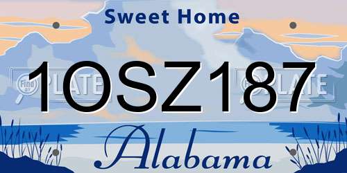 1OSZ187 Alabama License Plate