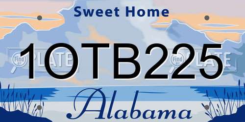 1OTB225 Alabama License Plate