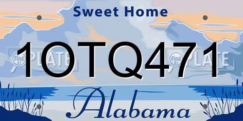 1OTQ471 Alabama License Plate