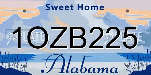 1OZB225 Alabama License Plate