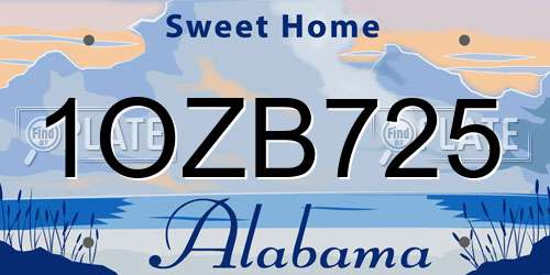 1OZB725 Alabama License Plate