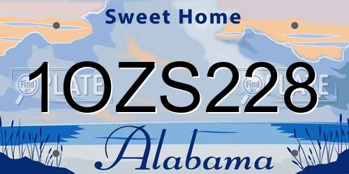 1OZS228 Alabama License Plate