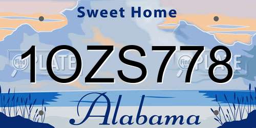 1OZS778 Alabama License Plate