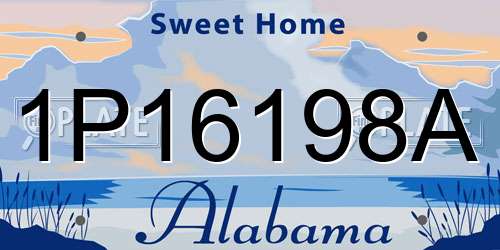 1P16198A Alabama License Plate