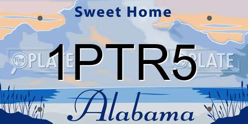 1PTR5 Alabama License Plate