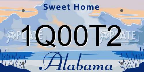 1Q00T2 Alabama License Plate